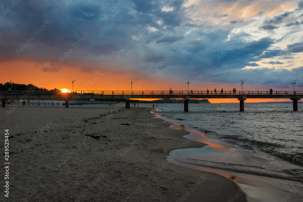 Sonnenuntergang am Nordstrand in Ostseebad Göhren auf der Insel Rügen