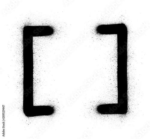 graffiti square brackets sprayed in black over white