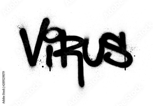 graffiti virus word sprayed in black over white