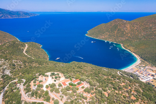 Famous Antisami beach in Kefalonia island, Greece.