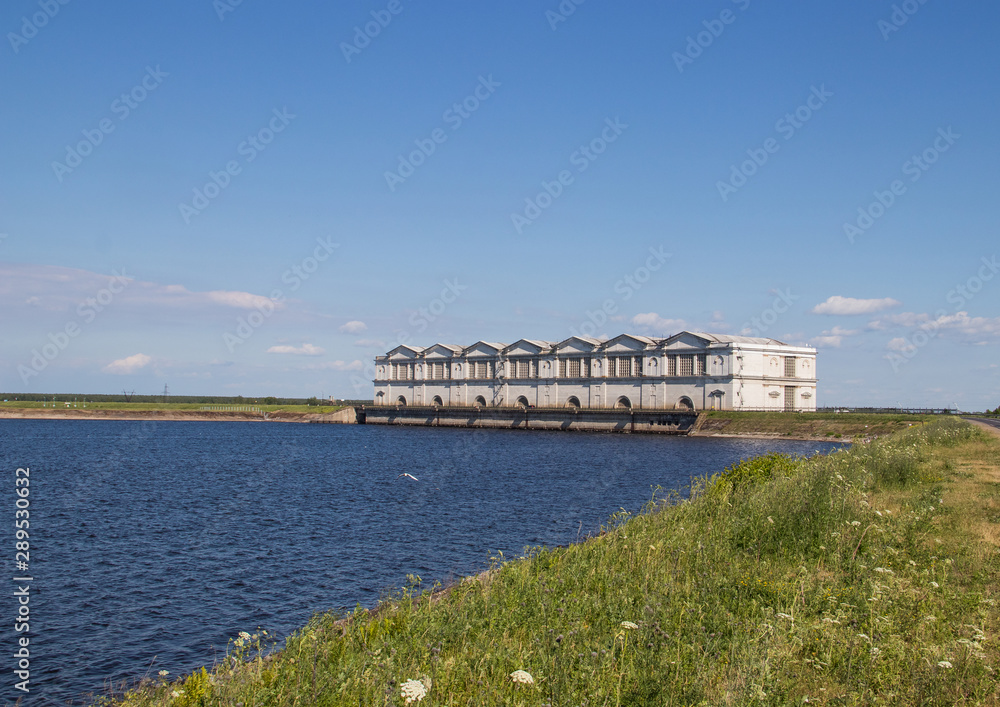 Rybinsk hydroelectric power station; view from the reservoir