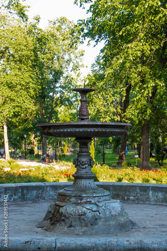 Rybinsk. Yaroslavl region. Karyakinskaya garden. Unique round cast iron fountain