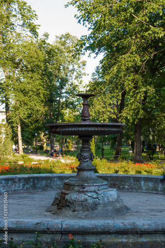 Rybinsk. Yaroslavl region. Karyakinskaya garden. Unique round cast iron fountain