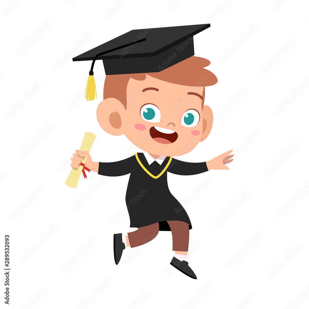 happy cute kid jump graduation vector design happy cute kid jump graduation vector design