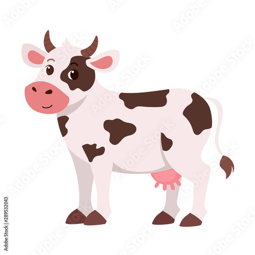 cute happy cattle barn smile animal vector