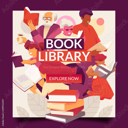 Book Library Square Template