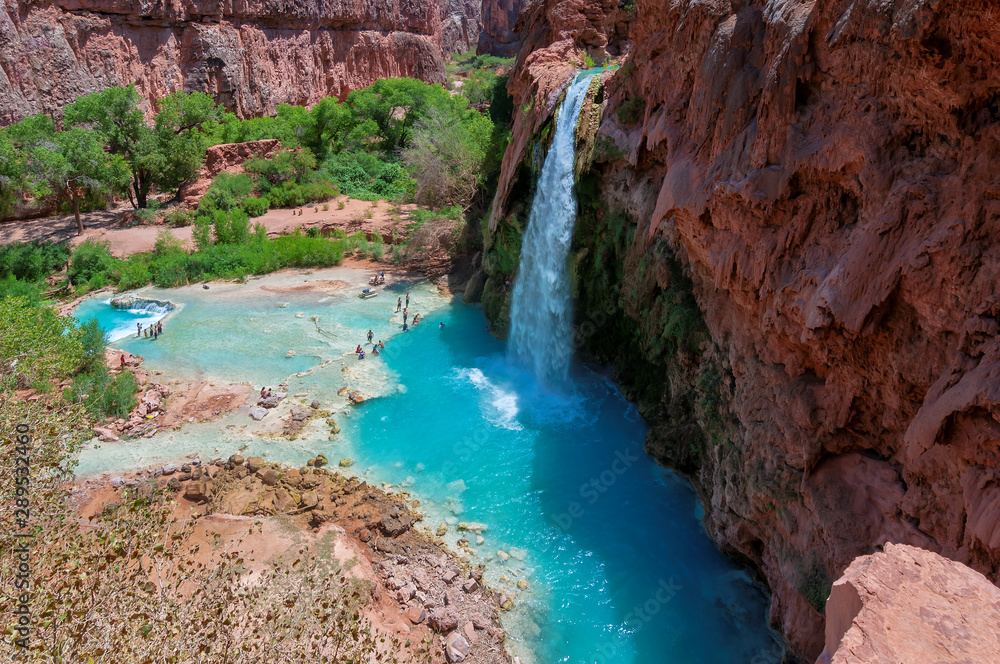 Havasu Falls - blue waterfalls in the Grand Canyon, Arizona Havasu Falls - blue waterfalls in the Grand Canyon, Arizona