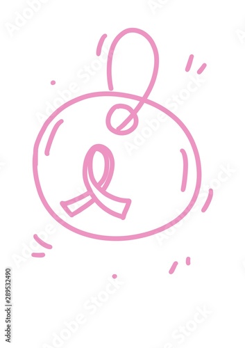 Outline web icon - breast cancer, pink ribbon, medicine for your design. healthcare medical doodle sketch lines