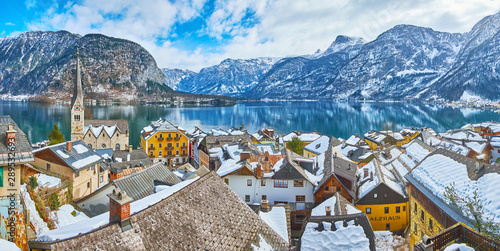 Panorama of Hallstatt roofs, Salzkammergut, Austria photo