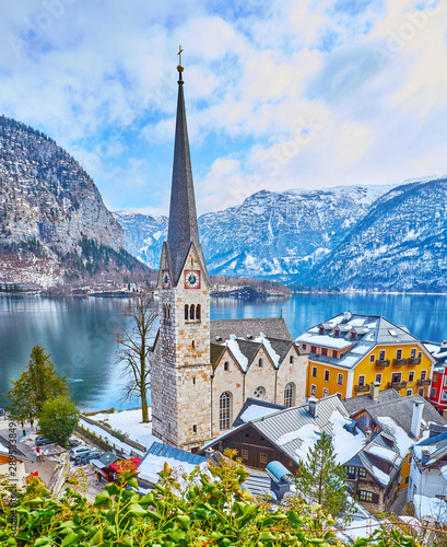 The architectural symbol of Hallstatt, Salzkammergut, Austria photo