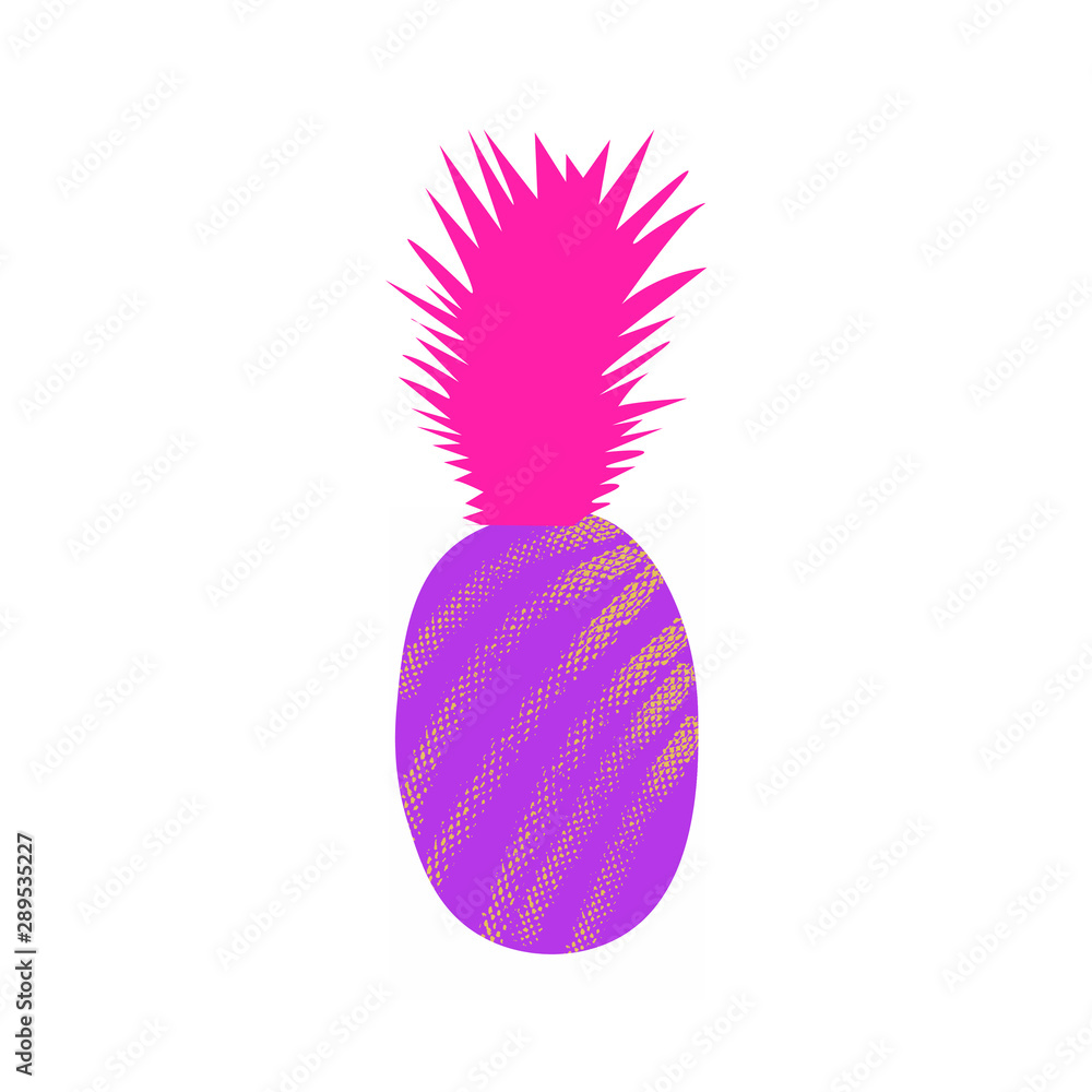 Magic pineapple with pink top and purple fruit. Colorful outline on white. Background can be used in greeting cards, posters, flyers, banners, further design etc. Vector illustration. EPS10 Magic pineapple with pink top and purple fruit. Colorful outline on white. Background can be used in greeting cards, posters, flyers, banners, further design etc. Vector illustration. EPS10