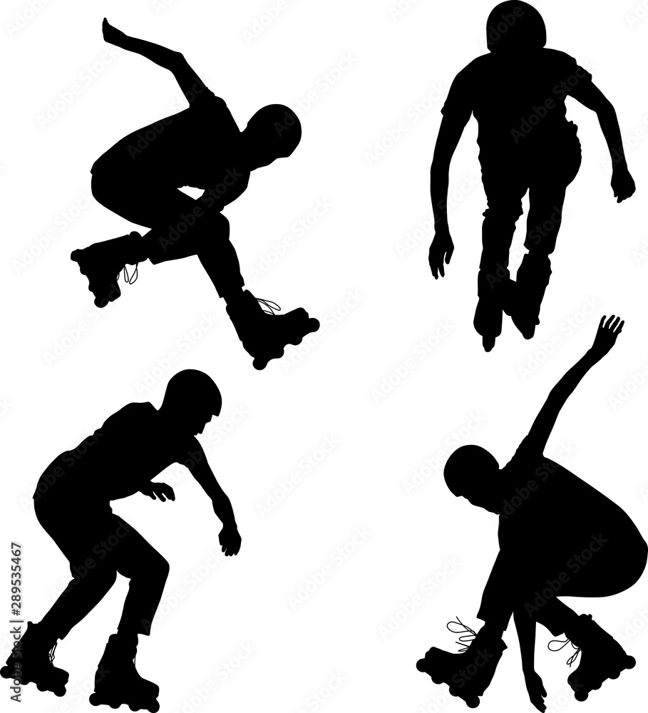 Inline roller skater silhouettes vector de Stock | Adobe Stock