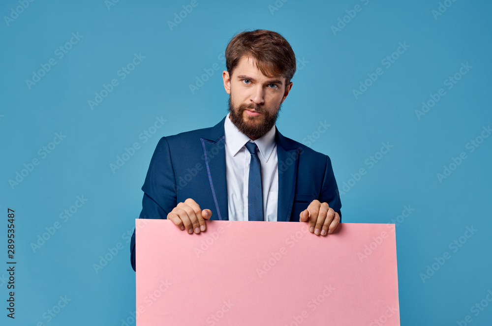 businessman holding blank sign businessman holding blank sign