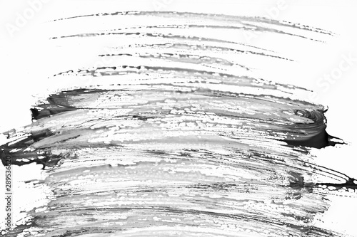 Abstract gouache paint strokes in black and white painting for backgrounds