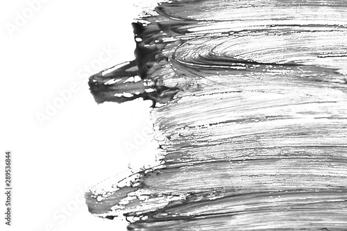 Abstract gouache paint strokes in black and white painting for backgrounds