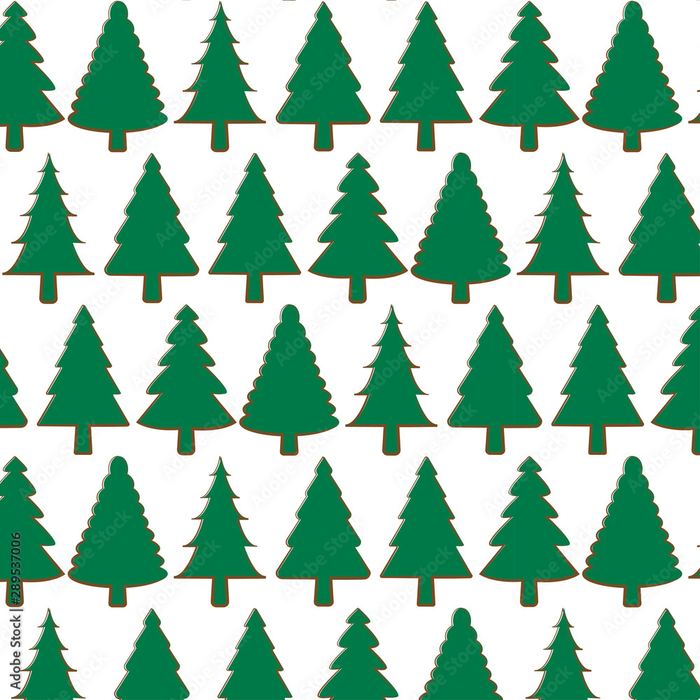 Pine tree pattern isolated on white background,  vector illustration