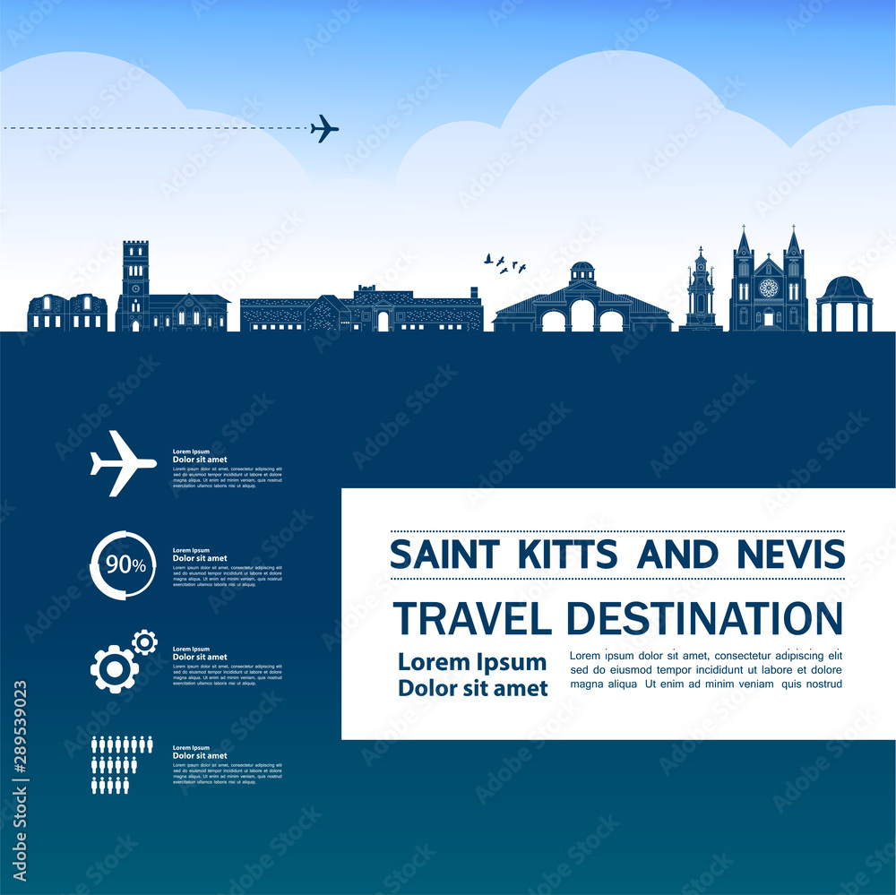 Saint Kitts and Nevis travel destination grand vector illustration.