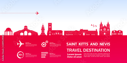 Saint Kitts and Nevis travel destination grand vector illustration.