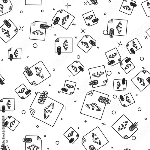 Black line PHP file document. Download php button icon isolated seamless pattern on white background. PHP file symbol. Vector Illustration