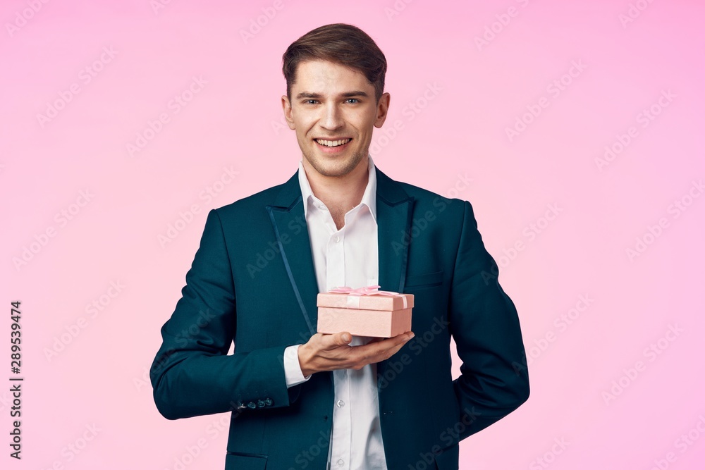 man with gift box isolated on white background man with gift box isolated on white background