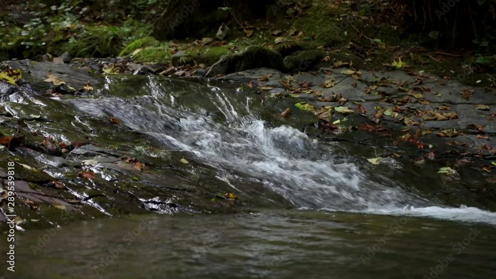 Waterfalls. Several levels of waterfalls. Video with waterfalls. video of flowing water, flowing stream among stones. Stream in the forest Waterfalls. Several levels of waterfalls. Video with waterfalls. video of flowing water, flowing stream among stones. Stream in the forest