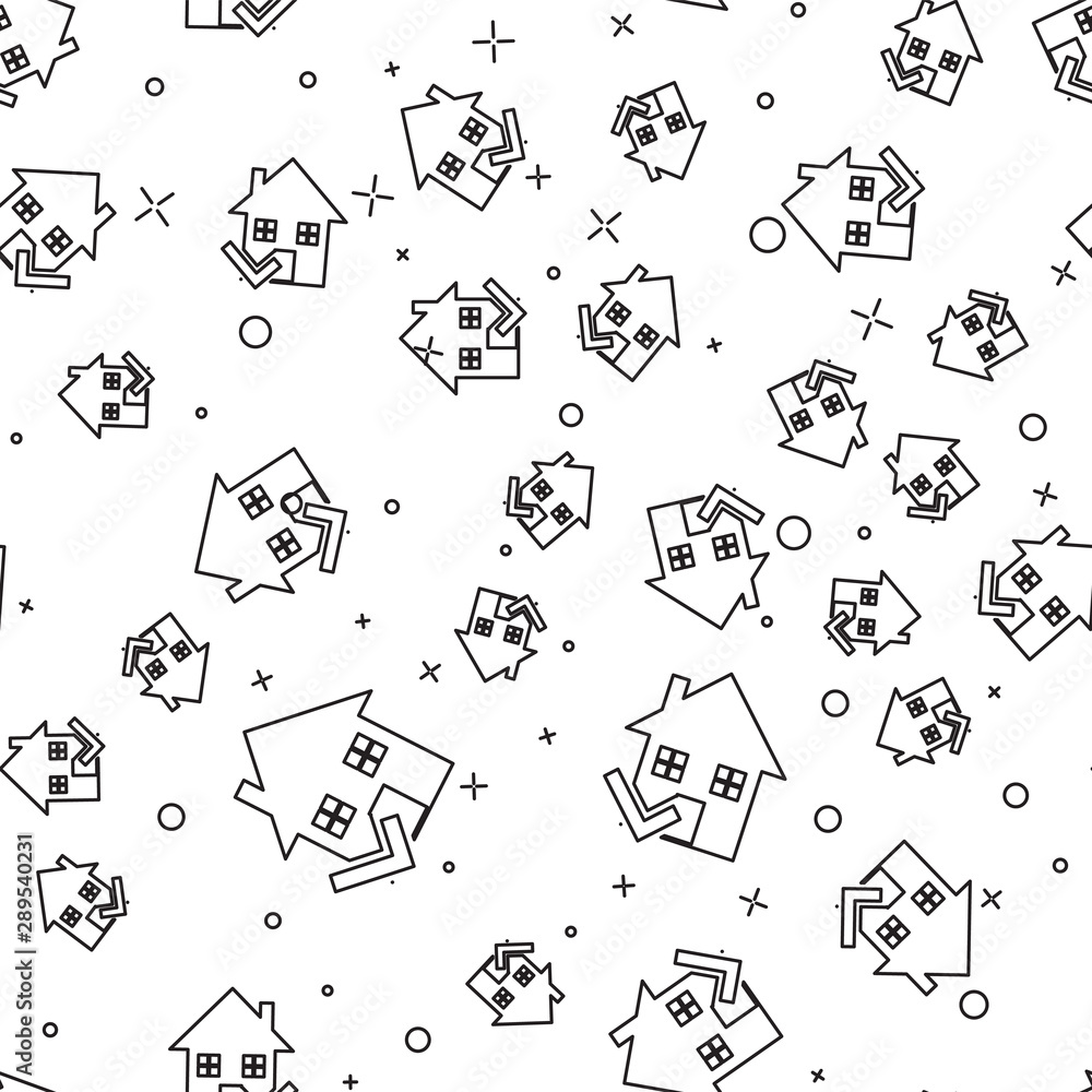 Real estate black and white icon seamless pattern Vector Image