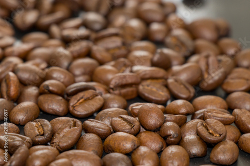 delicious roasted coffee beans very close up
