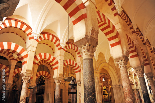 Inside the famous Mosque of Cordoba (Mezquita de Córdoba) World Heritage Site by Unesco, one of the most visited monuments of Andalusia and Spain. © joserpizarro