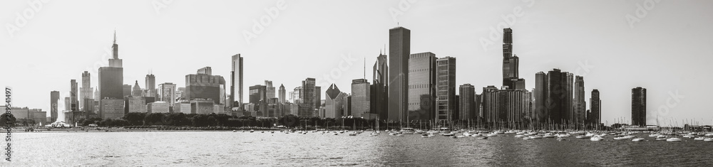 Obraz premium Chicago Skyline latem 2019 roku