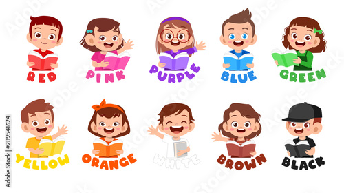 happy cute kid wear many color design