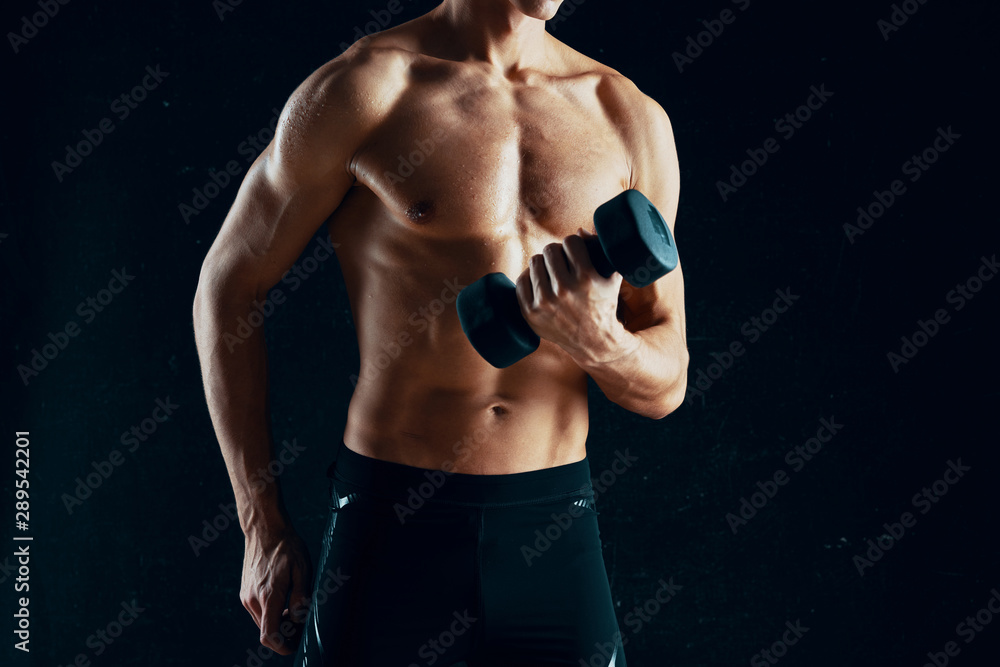 muscular man with dumbbells muscular man with dumbbells