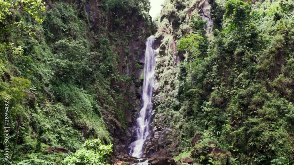 Slowmotion tilt down, showing the Trafalgar falls in Dominica. Slowmotion tilt down, showing the Trafalgar falls in Dominica.