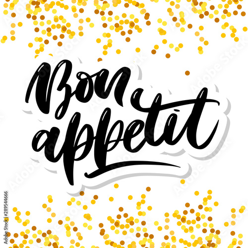 Bon appetit hand drawn lettering. Vector illustration