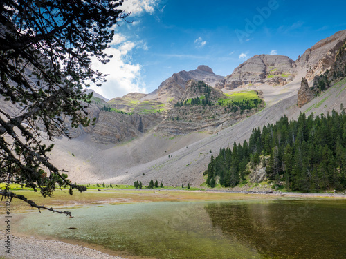 Magnificent views of the Ibon de Plan, high mountain glacier lake ( Aragon, Spain)