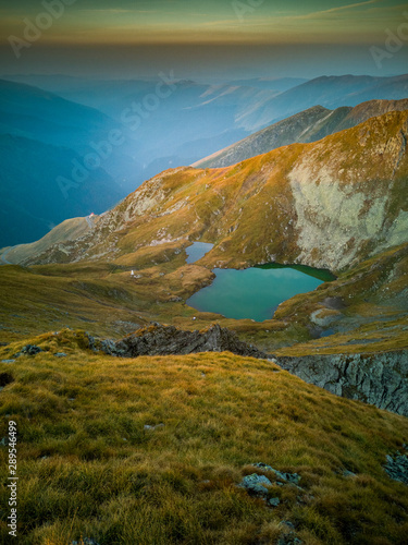 Capra Lake up in Fagaras Mountains  Romania early in the morning