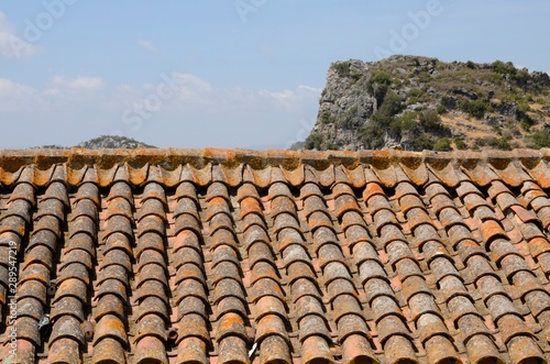 Roof tile and mountain, Casares, Andalusia, Spain © monysasi
