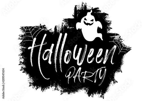 Grunge Halloween background with text and ghost