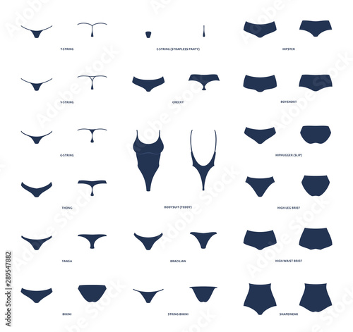 womens panties. vector collection of lingerie, string, panty photo