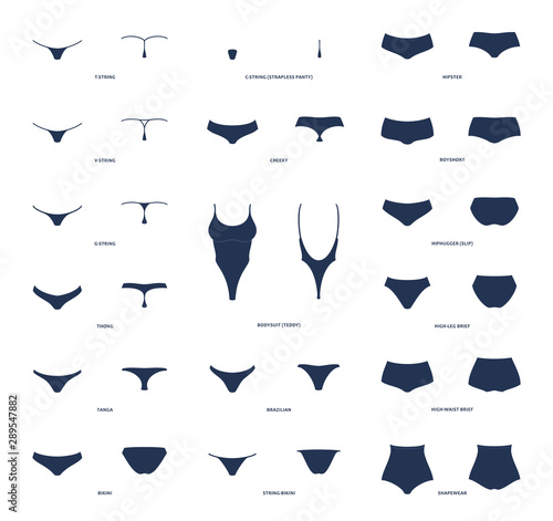 womens panties. vector collection of lingerie, string, panty