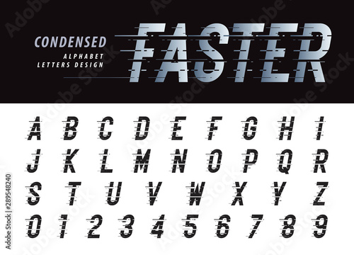 Vector of Glitch Modern Alphabet Letters and numbers