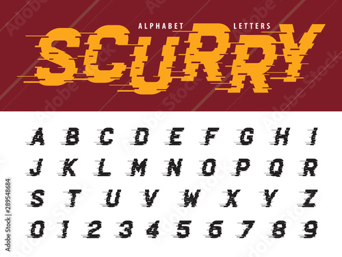 Vector of Glitch Modern Alphabet Letters and numbers