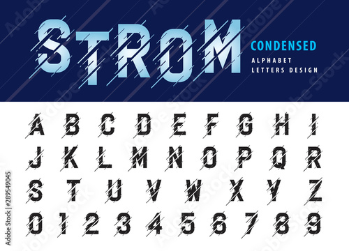Vector of Glitch Modern Alphabet Letters and numbers