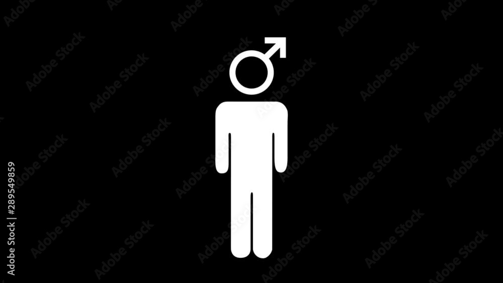 White swapping icons of a man and woman with quickly changing various symbols instead of their head on black background in seamless loop White swapping icons of a man and woman with quickly changing various symbols instead of their head on black background in seamless loop