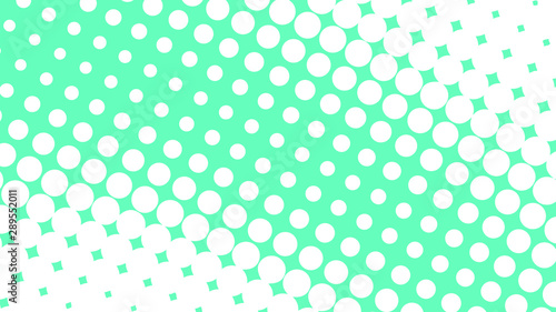 Turquoise and white modern pop art background with halftone dots design, vector illustration