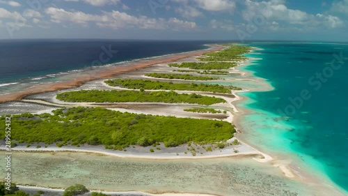 Aerial shot of Orona atoll Kiribati photo