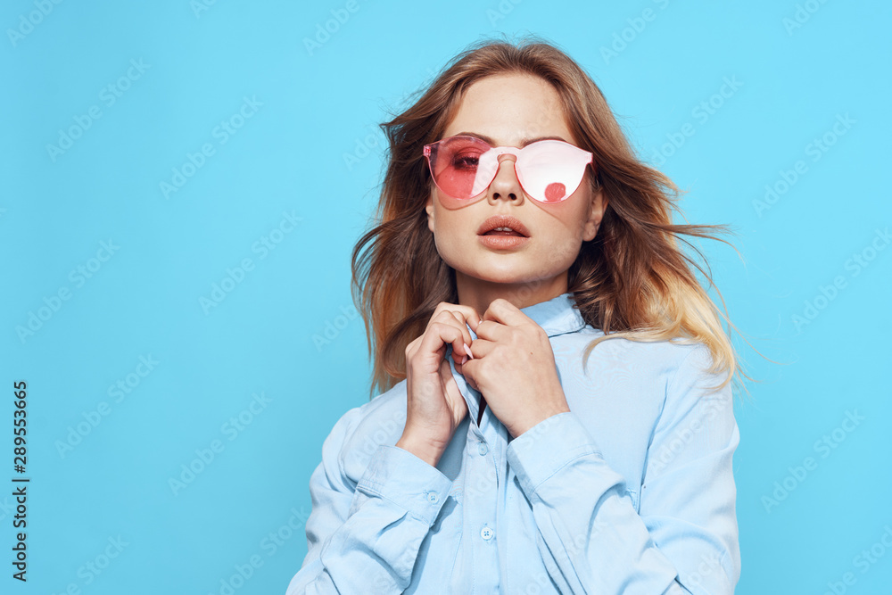 portrait of young woman in glasses portrait of young woman in glasses