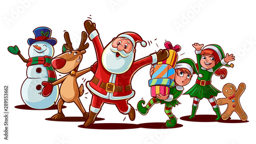 Santa Claus and friends illustration for christmas