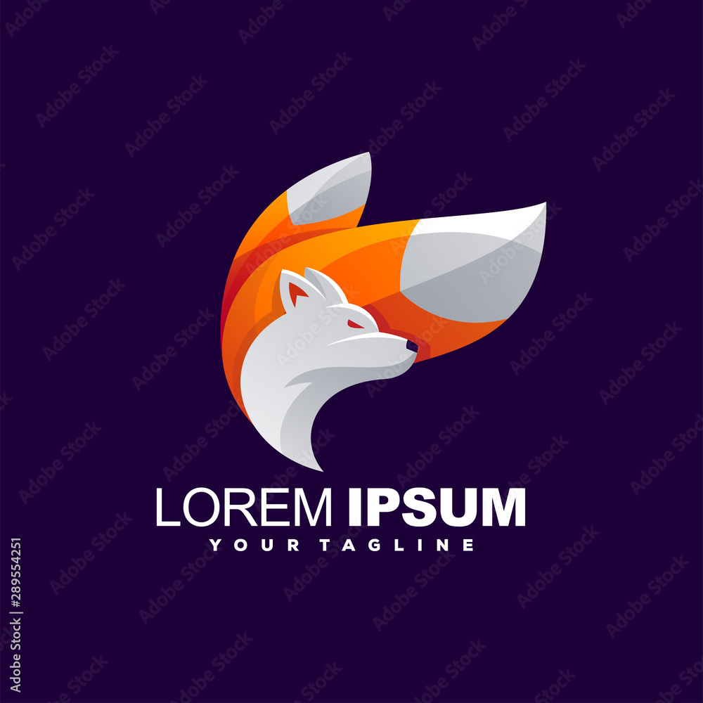 Obraz premium awesome fox gradient logo design