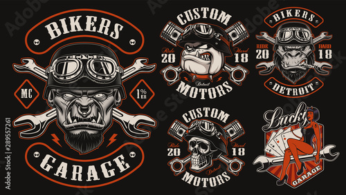 Set of vector designs for biker theme