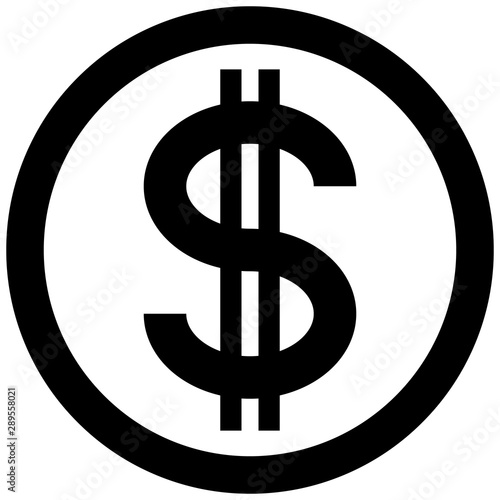 Dollar currency sign symbol - black simple inside of circle, isolated - vector